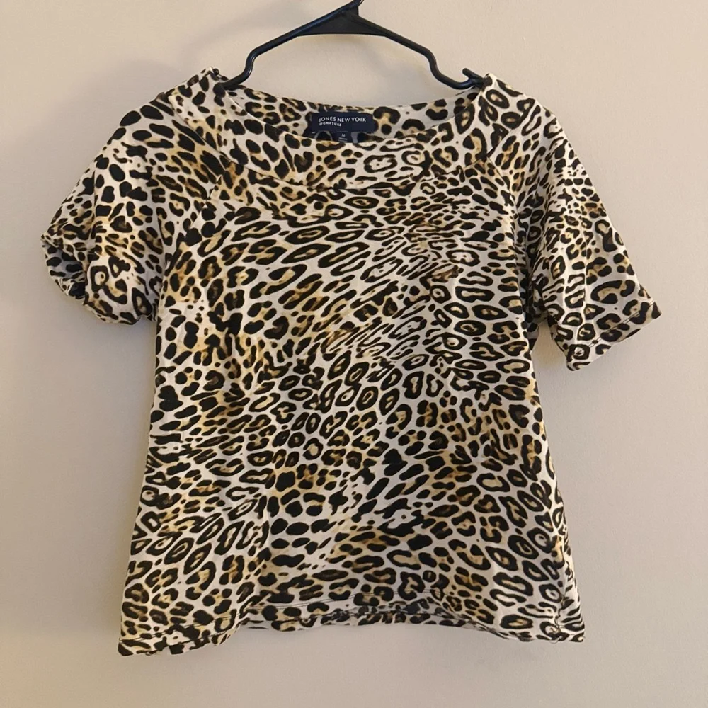 Jones New York Signature Leopard Print Blouse Size M - Picture 2 of 8